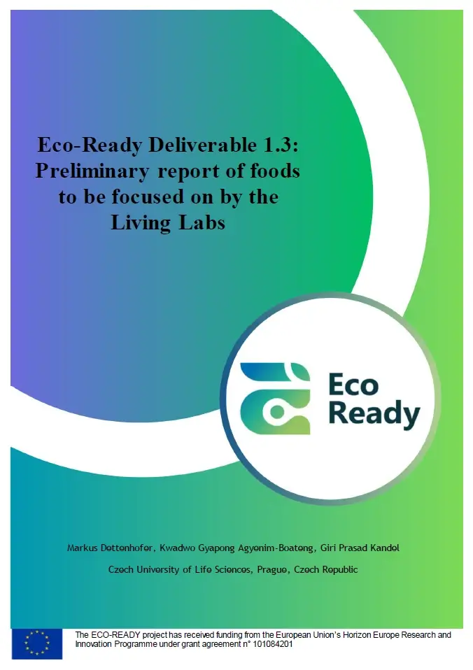 ECO-READY Preliminary report of foods to be focused on by the Living Labs cover